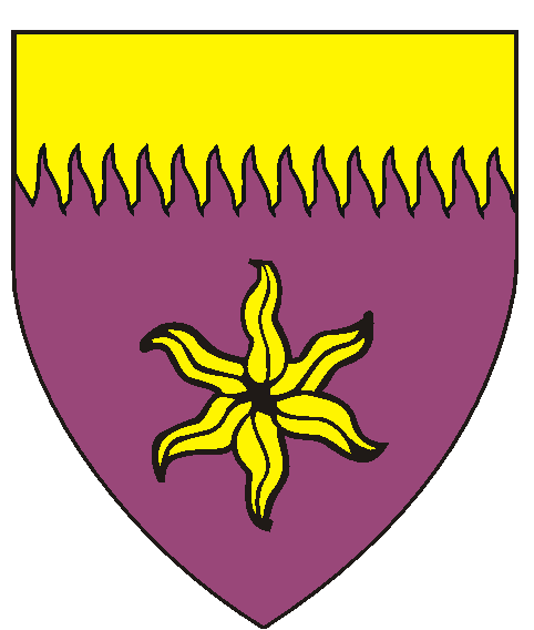 Purpure, an estoile and a chief rayonny Or.