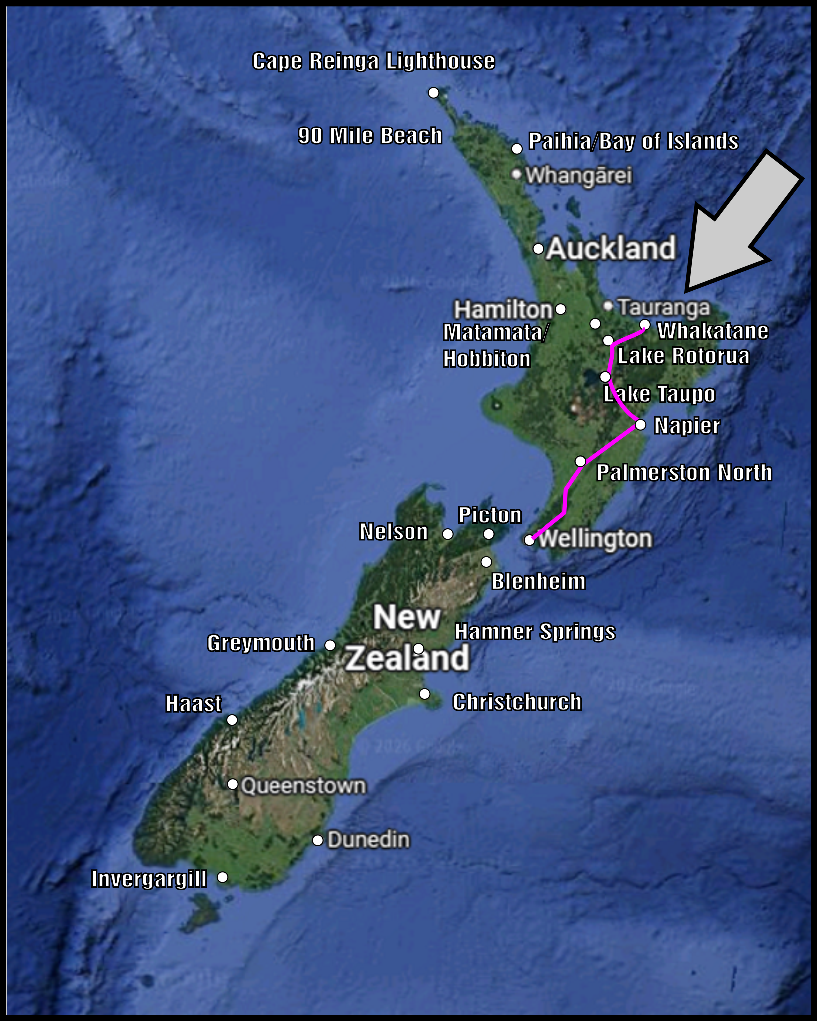 Eastern North Island Map