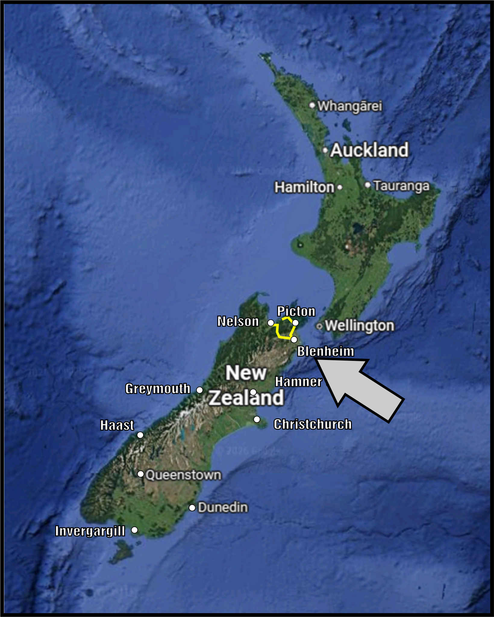 Renwick-Blenheim-Picton Map